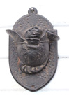 Antique Vintage Iron Art Conquistador Helmet Match Holder-Wall Pocket