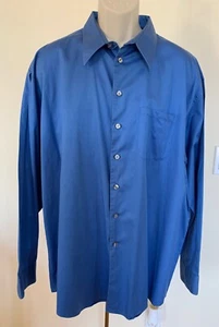 PERRY ELLIS PORTFOLIO Mens Dressy Shirt Blue Button Down Long Sleeve Sz 18 36/37 - Picture 1 of 12