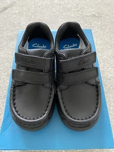 Clarks Boys School Shoes - Obie Play Infant Black Leather Size UK7/EU24 - Picture 1 of 8