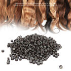 (3 Dark Brown)Hair Extension Ring Loops Silicone Lined Micro Beads Links DOB