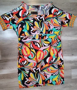 Bold Elements Midi Dress Womens SZ 3X Retro Print Cold Shoulder Split Sleeve NWT - Picture 1 of 17