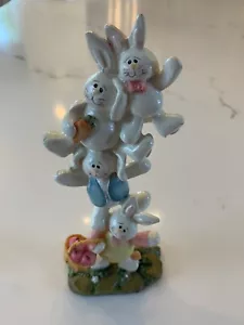 Rabbit Totem Spring Easter Decorations for Home Resin Figurine Bunnies 6.75” - Picture 1 of 7