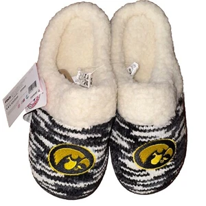 NEW FOCO Iowa Hawkeyes Sherpa Lined Slippers Colorblend Cup Sole - Womens Small - Picture 1 of 3