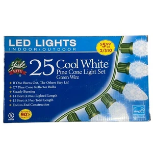 Yule Rite 25 Pine Cone String Lights Cool White Indoor Outdoor Total Length 15ft - Picture 1 of 10