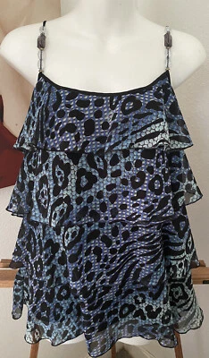 Top de camisola LAPIS verde azul correas de espagueti capas de tela totalmente forradas M🔥 Foto 1 de 4