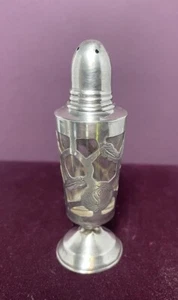 Vintage Floral Sterling über Glas Pfefferstreuer, Mexiko, 4" hoch, kostenloser Versand - Bild 1 von 6