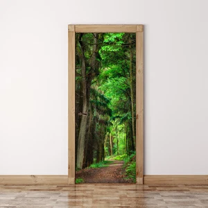 Escena del mural de la puerta en el bosque - Pegatina de pared de envoltura de puerta de tela autoadhesiva - Imagen 1 de 2