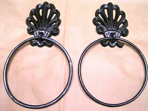 TWO cast iron wall rings, Oil Rubbed Bronze finish - Picture 1 of 3