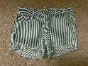 Girls Size 16 Hudson cutoff Shorts blue pinstriped - Picture 1 of 4