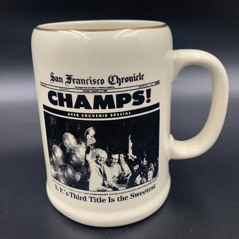 SUPER BOWL CHAMPS 49ERS FRANCISCO CHRONICLES MUG 1/22/89 Cover