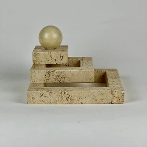 Scultura architettonica vintage postmoderna piramide in travertino - Foto 1 di 8