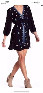Free People Women's Stargazer Embroidered, Black Combo Dress, Size Medium - Picture 1 of 5