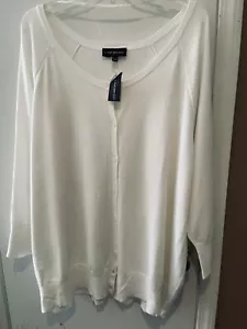 Lane Bryant Sweater Womens Sz. 26/28 Cardigan Open Top White Plus 4X NWT - Picture 1 of 8