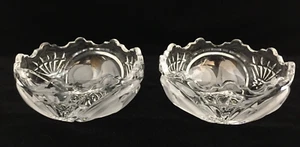 Tazón de vidrio cortado de cristal nueces de fruta grabadas caramelo 4,75"" X 2"" juego a juego de 2 - Imagen 1 de 10