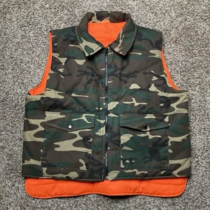 Camo Puffer Hunting Vest Mens XL Interchangeable Canvas Pockets Outdoors - Picture 1 of 6