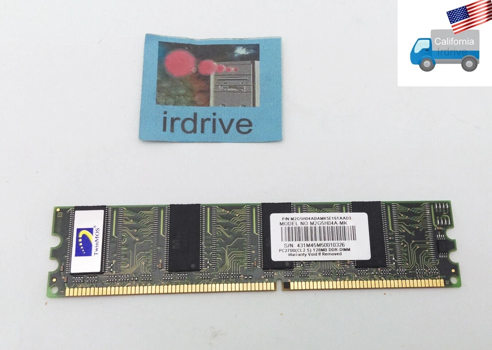  TwinMos 128MB PC2700 DDR-333MHz non-ECC CL2.5 184-Pin DIMM Memory Module - Image 1 of 4