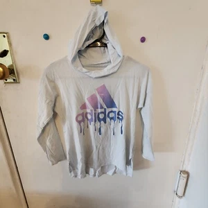 Adidas Shirt Girls 10 12 Large LIGHT PURPLE Long Sleeve Cotton Graphic Tee Logo - Picture 1 of 12