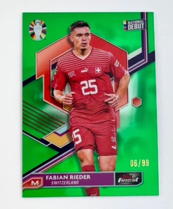 Fabian Rieder 2023 Topps Finest Road to UEFA Euro 2024 rifrattore lava verde /99 - Foto 1 di 3