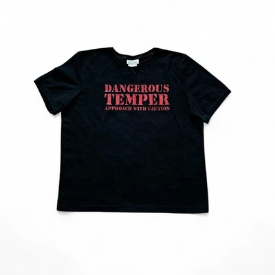 Vintage Basic Editions Graphic Tee Dangerous Temper Red Black Shirt Women’s L - Image 1 of 4