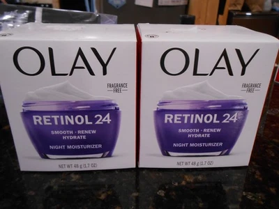 (2) NEW Olay Retinol 24 Smooth Renew Hydrate Night Moisturizer  1.7oz/48g each - Image 1 of 4