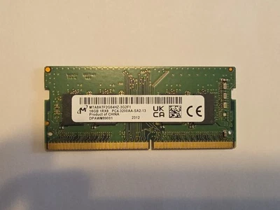 Micron 16GB 1RX8 DDR4 PC4-3200AA PC4-3200MHz SO-DIMM Laptop Memory RAM - Image 1 of 2
