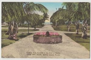 CASA YBEL HOTEL Veranda GULF MEXICO Sanibel Isl Florida Postcard HAND COLOR 1951 - Picture 1 of 2