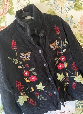 Chaqueta blanca ciervo para mujer XL negra bordada con botones colorida boho chic  Foto 1 de 4