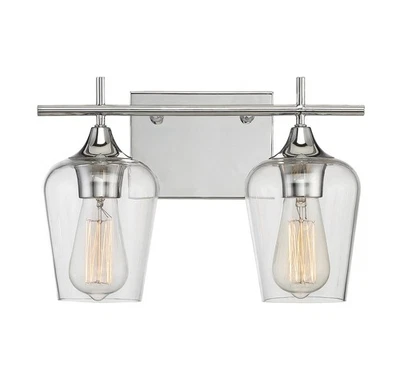 Luz tocador baño Savoy House 8-4030-2 cromada octava 2 luces 14" W Foto 1 de 4