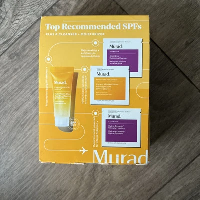 Novo conjunto de protetor solar Murad SPFs para AM & PM: 1 amostra de tamanho de viagem + 3 tamanhos de amostra - Imagem 1 de 4