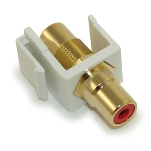 Keystone Jack Insert/Coupler Type: RCA with RED Center  Gold Plated  White - Picture 1 of 2