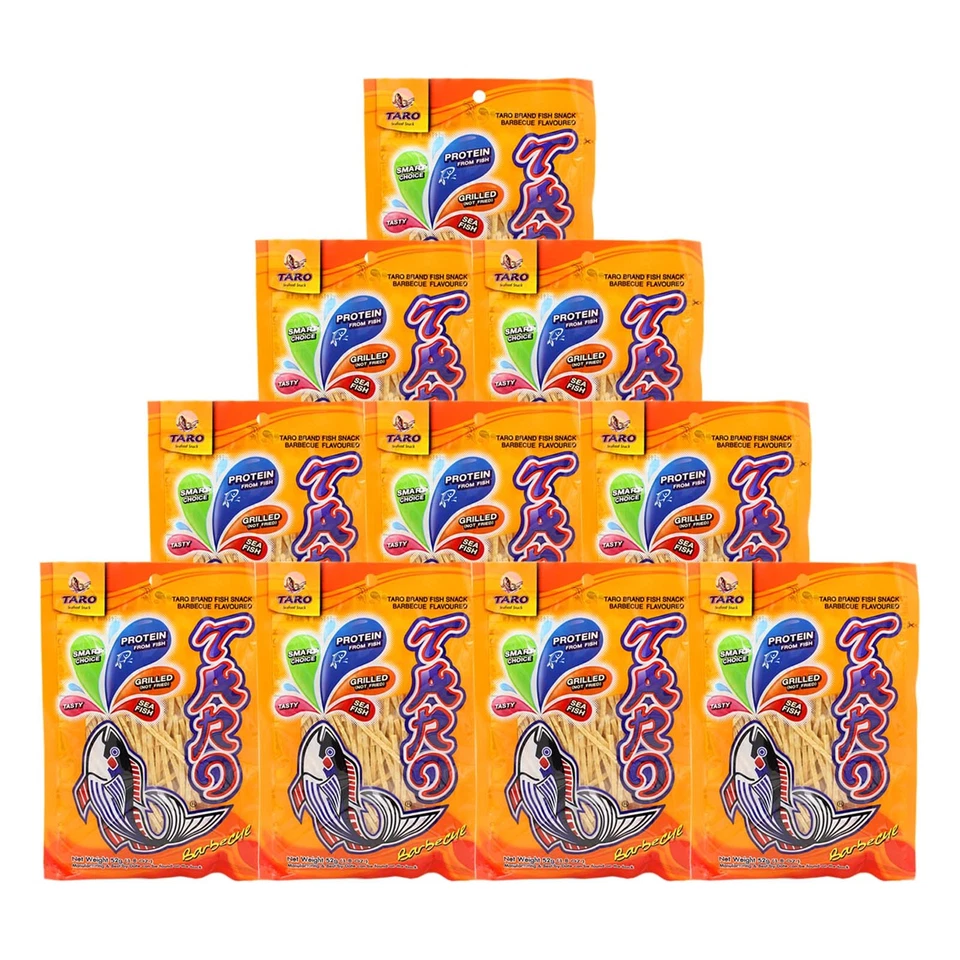 10x52g Taro Fish Snack Barbecue Flavour (orange) Fisch Snack BBQ Fischsnack