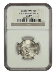 2009-P 25C U.S. Virgin Islands NGC SP69 (Satin Finish) - Type 1, Clad - Picture 1 of 2