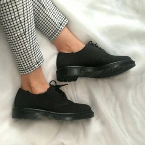 NIB Dr Martens Women's FUR LINED 1461 MONO Black 3-Eye Leather Oxford Keep Warm  - Picture 1 of 2
