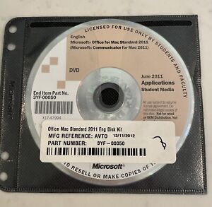 Vintage Microsoft For Mac Standard 2011 CD