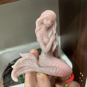 1 pieza Natural Ópalo Rosa Cuarzo Tallado Sirena Calavera Cristal Reiki Gema Curativa Regalo - Imagen 1 de 12