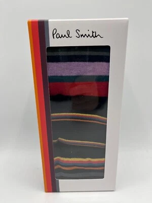 PAUL SMITH Multi Stripe Black Socks 3 Pack in Box Organic Cotton *Made in Italy* - Image 1 of 4
