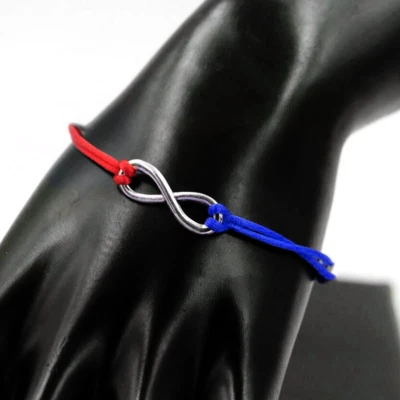 Bracciale Infinito Rosso e Blu corda Bologna Cagliari Genoa braccialetto da Uomo - Immagine 1 di 4