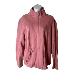 Chadwick’s Jacket Womens XL Pink Long Sleeve Solid Zip Front Ribbed Knit Size - Picture 1 of 9