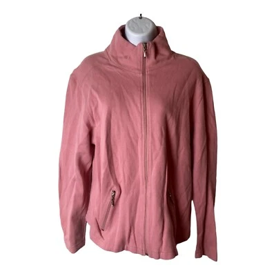 Chadwick’s 夹克女式 XL 粉红色长袖纯色拉链前罗纹针织尺寸 — 第 1/4 张图片