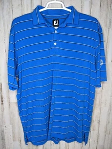 FJ Footjoy Mens Polo Shirt Size XL Blue White Striped Golf Performance Stretch - Picture 1 of 8