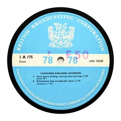 BBC SOUND EFFECTS LIBRARY "4 Engined Airliner - Interior" (E+) 12" 1-A-175 [78] - Image 1 of 2