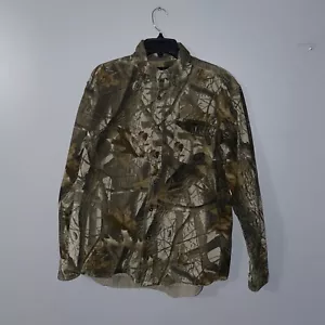 Outfitters Ridge L Camouflage Shirt Realtree Hardwoods Button Up Hunting Camp - Picture 1 of 4