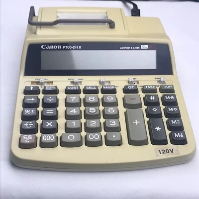 Canon P100-DH II Calendar & Clock Printing Calculator Adding Machine Ten Key - Image 1 of 4