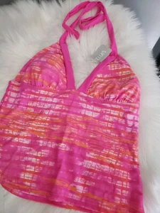 NEW Vintage y2k DELIAS 90s tie dye pink girls halter top tankini swim suit top - Picture 1 of 6
