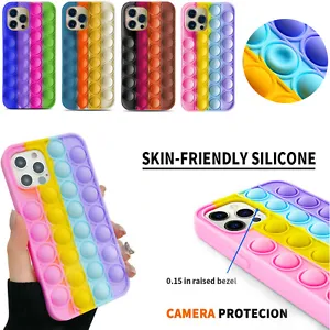 Case For iPhone 12 11 Pro Max XS Shockproof Silicone Pop Fidget Push Phone Cover - Picture 1 of 18