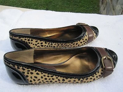   Charles David Ballet Flats-Black Patent,Cheetah Pony, Brown Leather/ Buckle-7M - Image 1 of 4