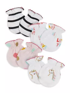 Gerber Baby Girls 4 Pack Organic Cotton Mittens Size 0-3 Months NEW Adorable - Picture 1 of 5