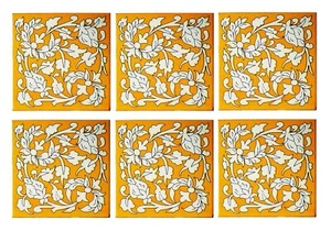 Blue Art Pottery Traditional Decorative Ceramic Floral Tiles 6 X 6'' Pack Of 6 - Picture 1 of 2