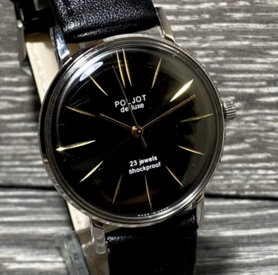 Vintage Wrist Watch Poljot NOS De LUXE Ultra Slim Soviet Men's Watch Serviced - Image 1 of 4