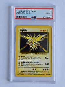 PSA 8 Zapdos 16/102 Base Set Holo Pokemon Card WOTC 1999 - Near Mint